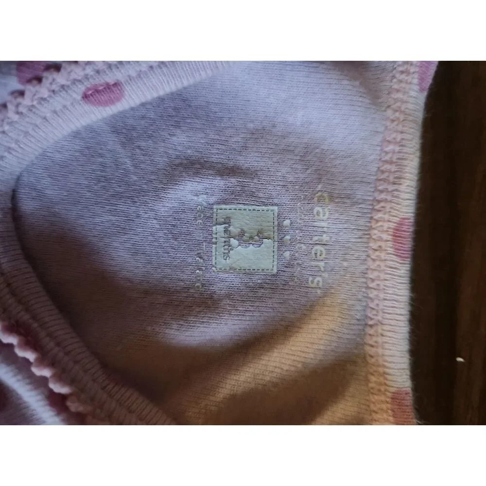 Carter's Baby Girl 3M Pink Polka Dot Sweetheart Long Sleeve Sleep Gown